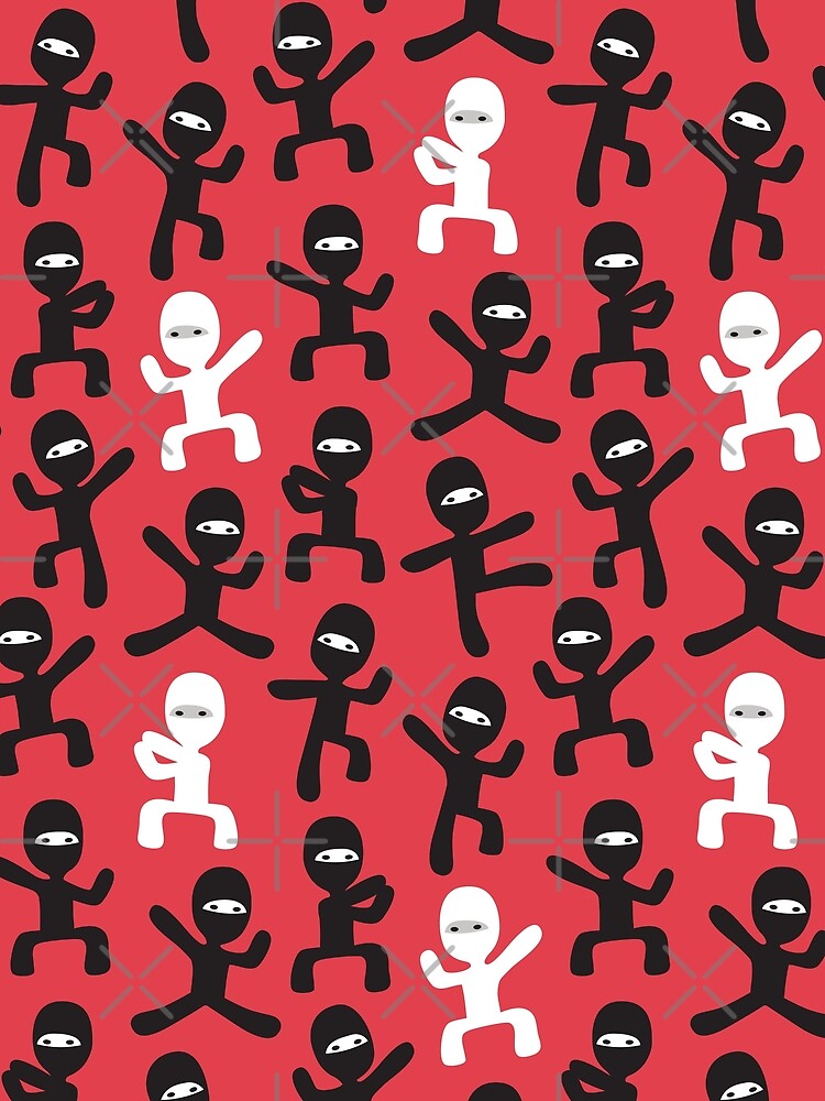 ninjas - black and white on red by littlearrow