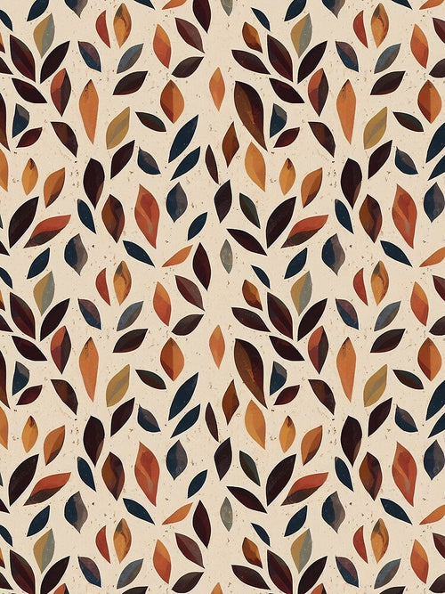 Asymmetrical Boho Leaves Pattern - Dark Leaves on Beige Background by kougan