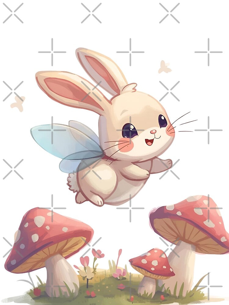 Fairy rabbit with wings flies through the fairytale forest by SimonsDesignArt