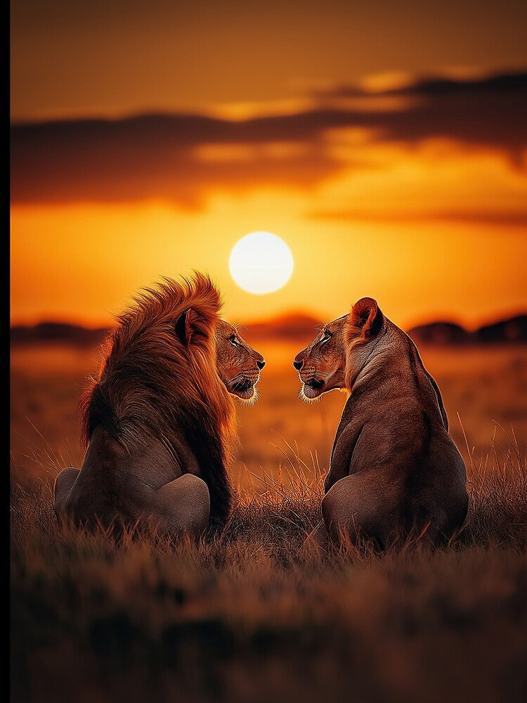 African lion and lioness at sunrise - Wildlife photo by TheArtistOf2022