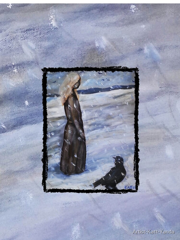 Lady and Crow Quiet Companionship Artwork by Katt Yanda by Artist-Katt-Yanda
