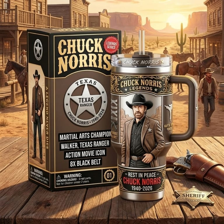 Chuck Norris Legends Rest in Peace Tumbler