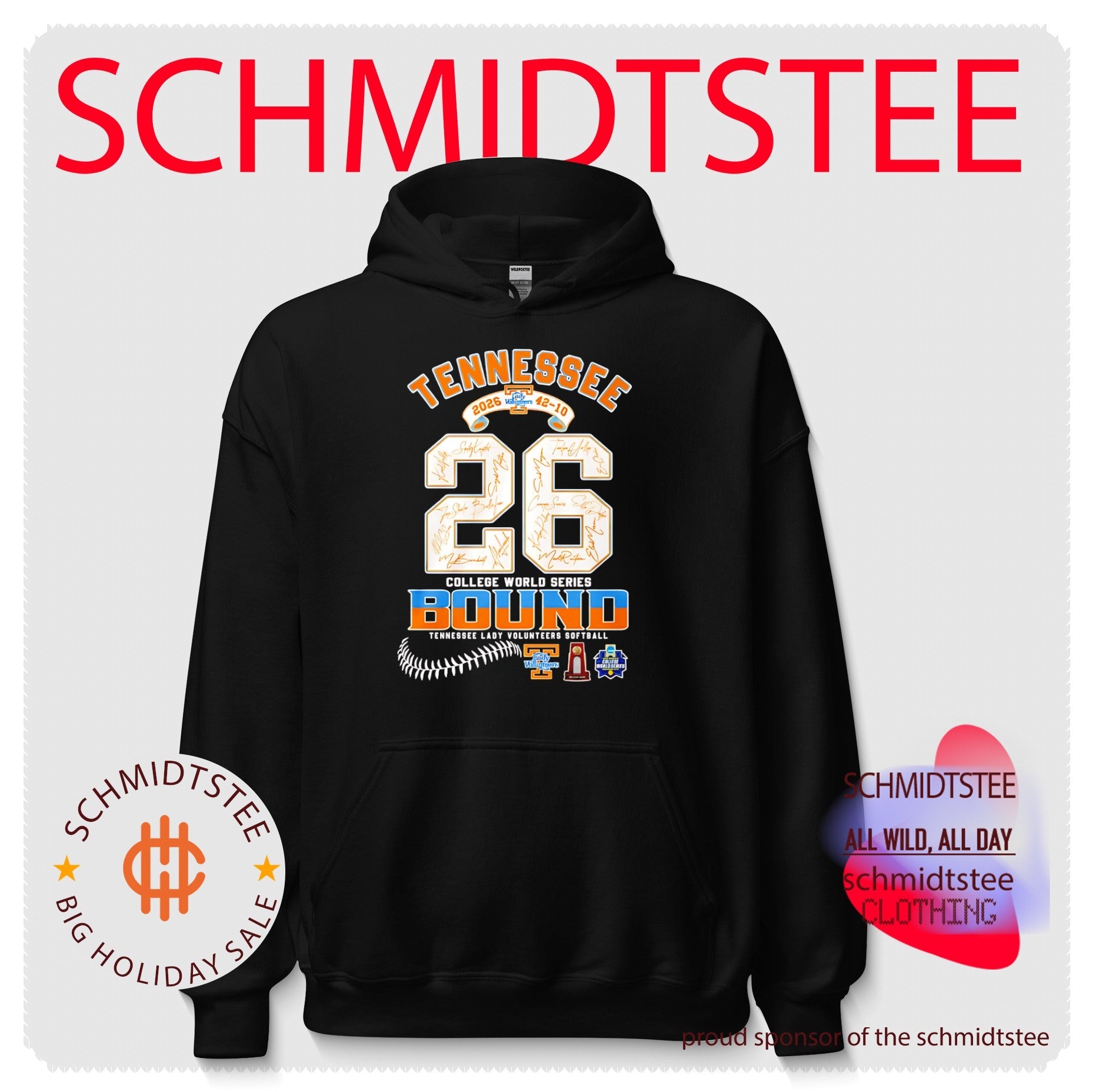 Tennessee Lady Volunteers 2026 42-10 College World Series Bound signature shirt