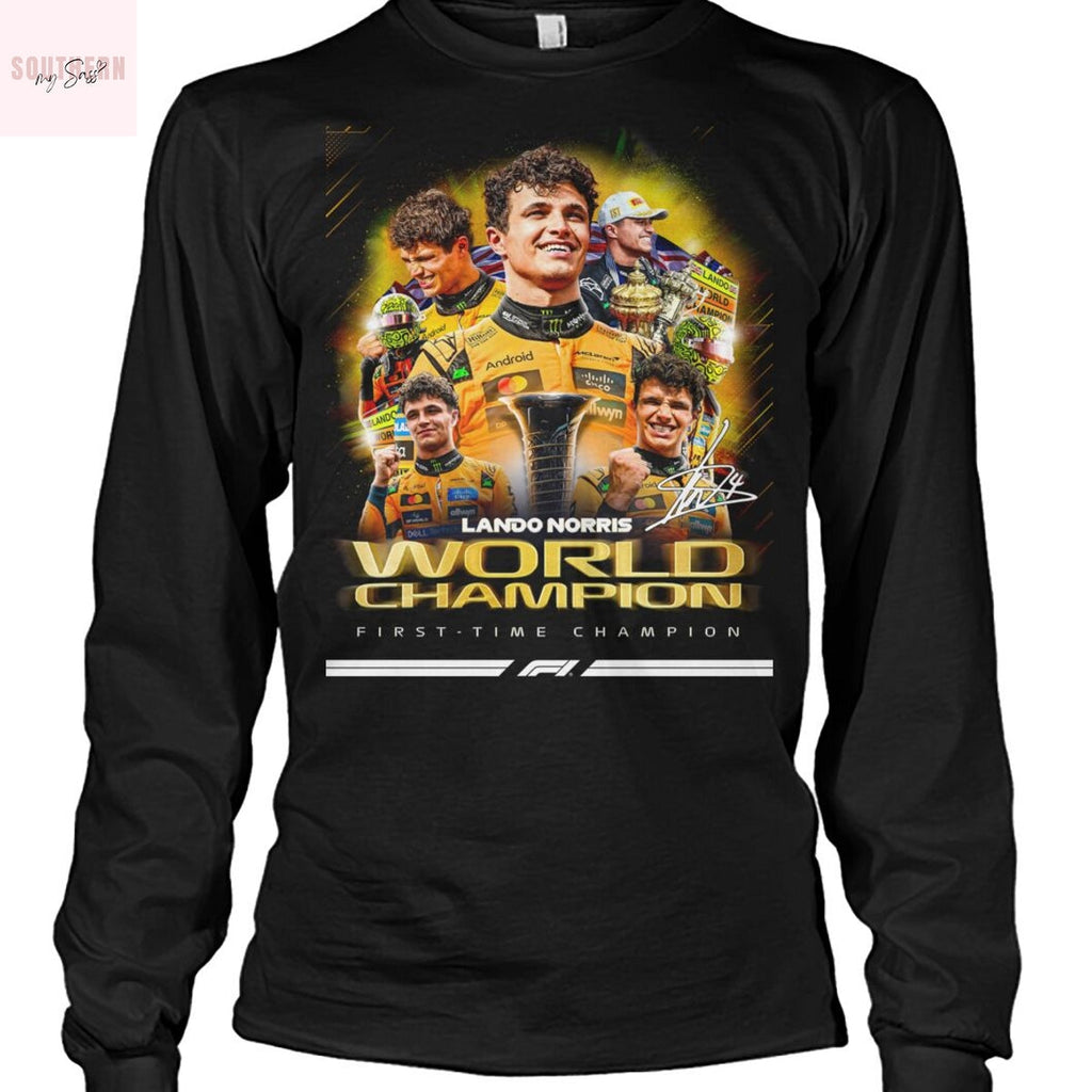 Lando Norris World Champions First-Time Champion Signature Unisex T-Shirt