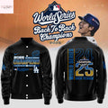 Los Angeles Dodgers 2025 Back To Back World Series Champions Baseball Jacket – Black