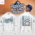 Los Angeles Dodgers 2025 Back To Back World Series Champions Baseball Jacket – White