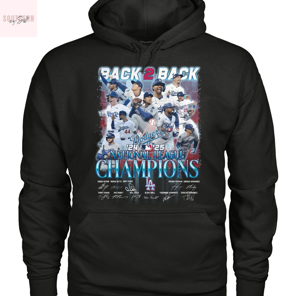 Los Angeles Dodgers 2025 National League Champions Back 2 Back Signature Unisex T-Shirt