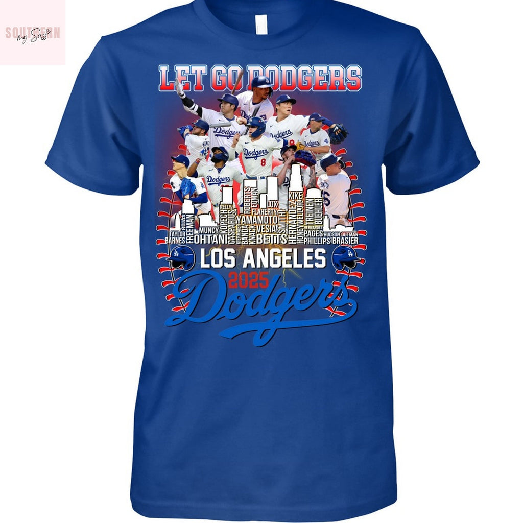 Los Angeles Dodgers 2025 National League Champions Lets Go Dodgers Unisex T-Shirt