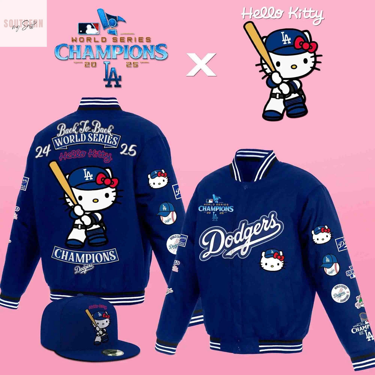 Los Angeles Dodgers Kitty 2025 Back To Back World Series Champions Baseball Jacket