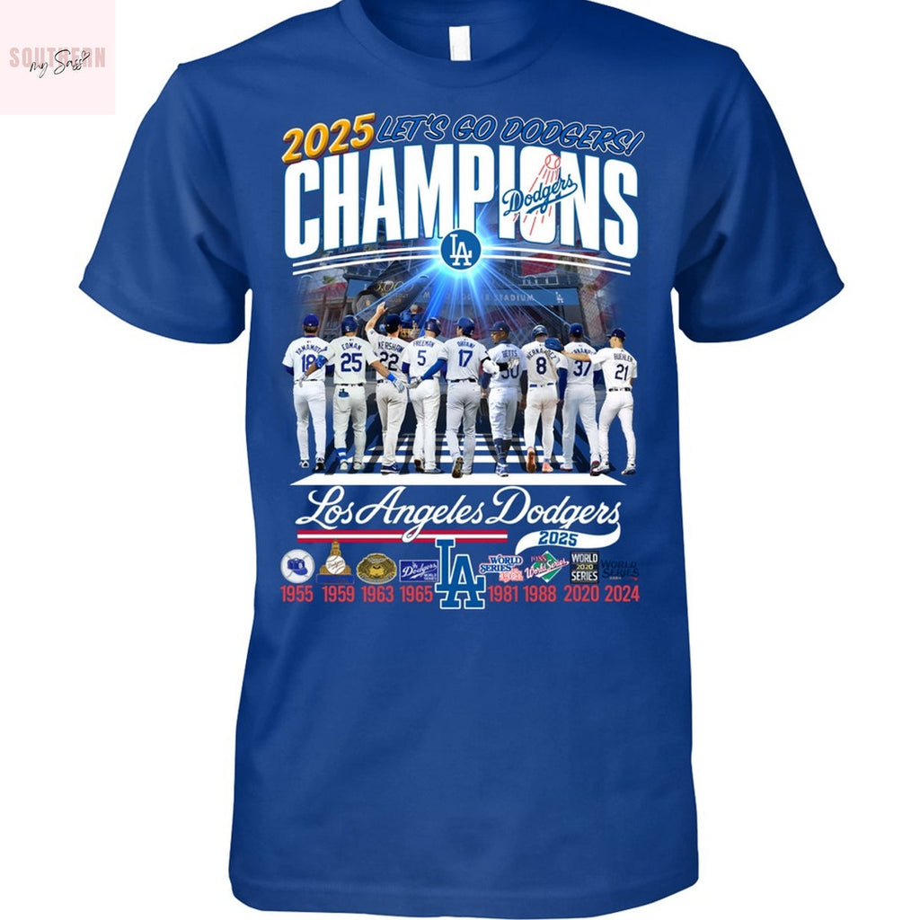 Los Angeles Dodgers National League Champions 2025 Lets Go Dodgers Unisex T-Shirt