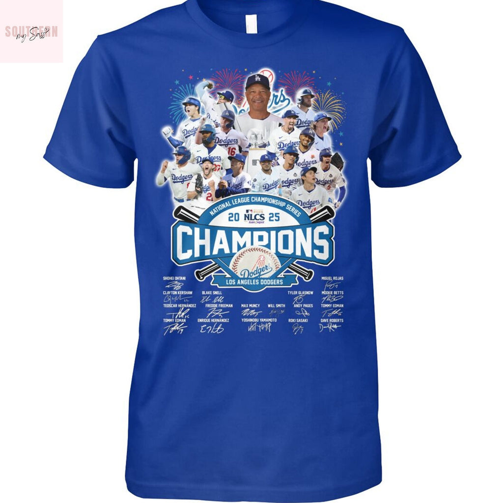 Los Angeles Dodgers National League Champions 2025 Signature Unisex T-Shirt