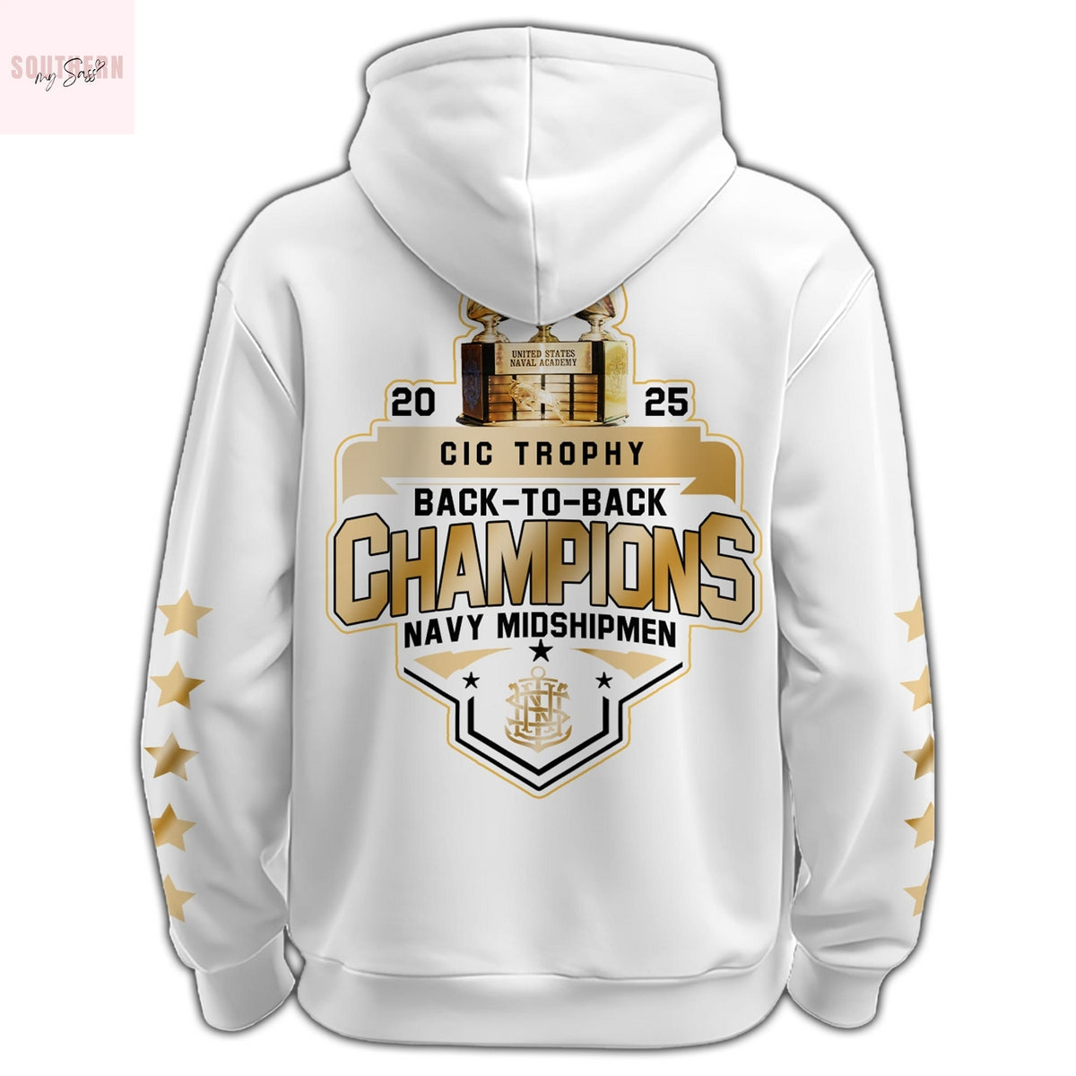 Navy Midshipmen CIC Trophy Back To Back Champions Hoodie