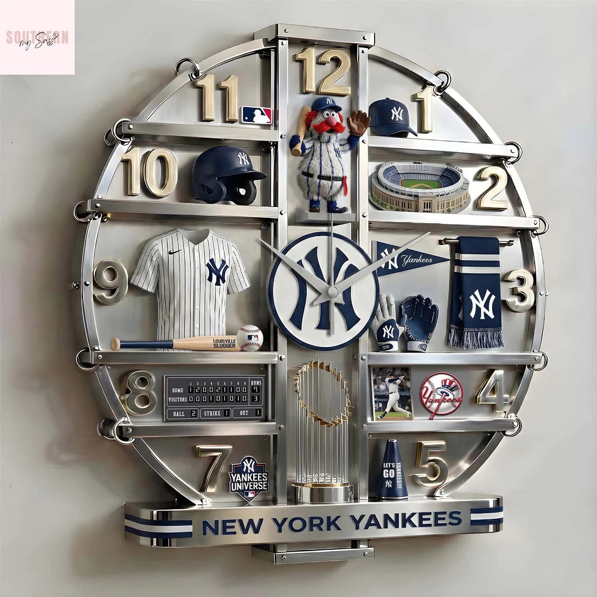 New York Yankees Home Decorative 3D Wall Clock