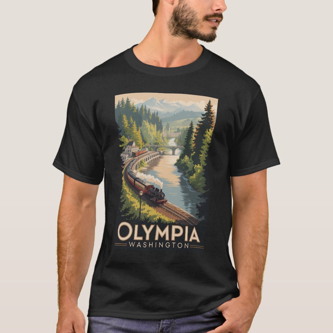 Olympia Washington Illustration Travel Art Vintage