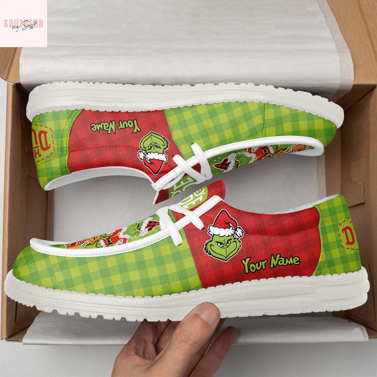 Personalized The Grinch Merry Grinchmas Hey Dude Shoes
