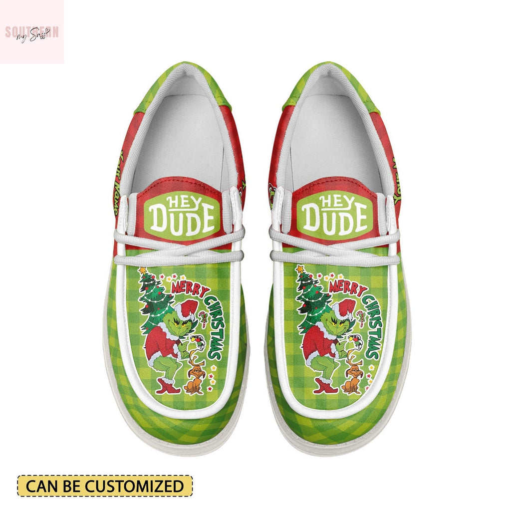 Personalized The Grinch x Christmas Hey Dude Shoes
