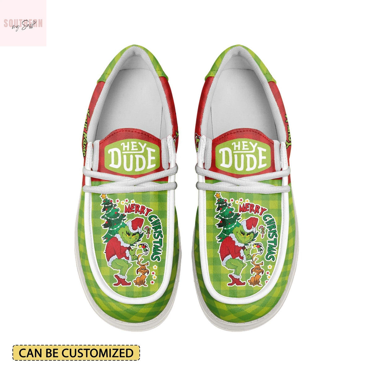 Personalized The Grinch x Christmas Hey Dude Shoes