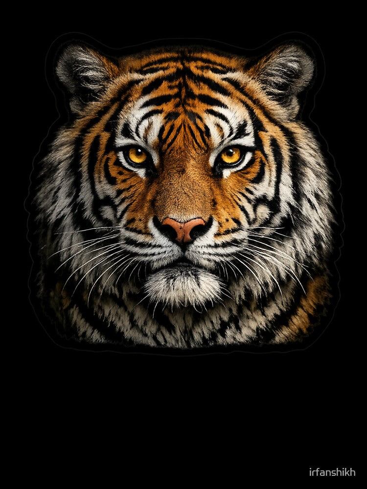 Ultra Realistic Bengal Tiger Sticker – Intense Golden Eyes Wildlife Portrait by irfanshikh