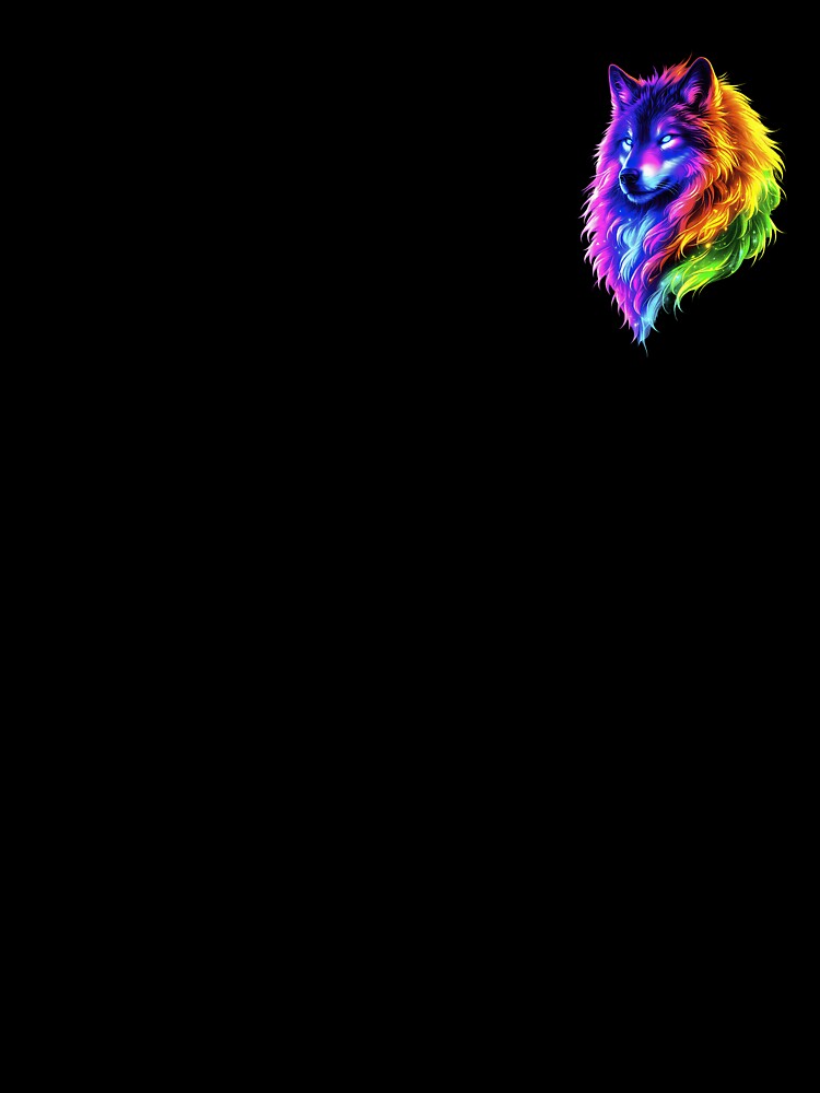 Neon Rainbow Wolf Head – Glowing Cyberpunk Animal Art by UrbanEchoHub