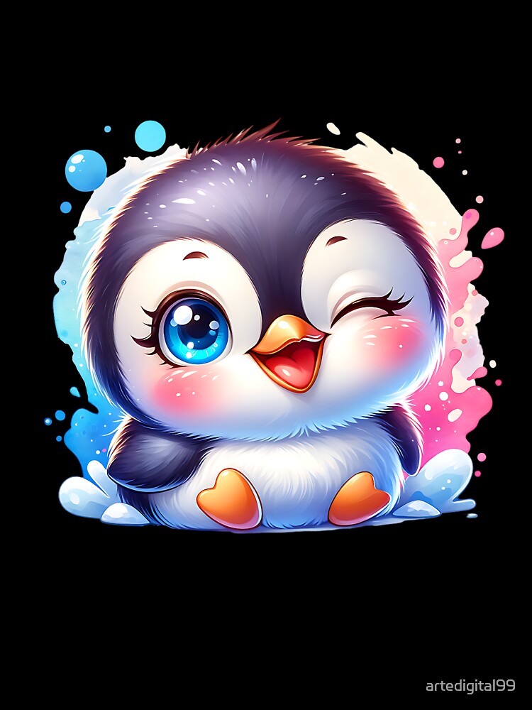 Peeking Penguin – Adorable Penguin Watercolor Design by artedigital99