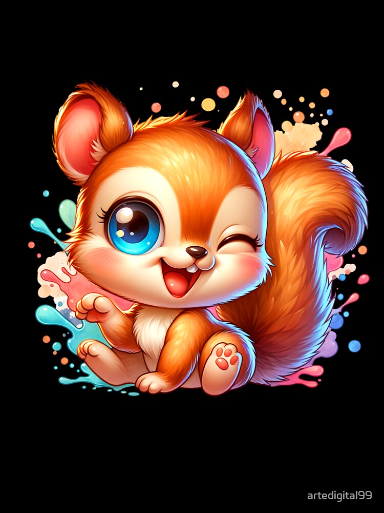 Peeking squirrel – Cute Watercolor squirrel Design for Stickers & Shirts by artedigital99