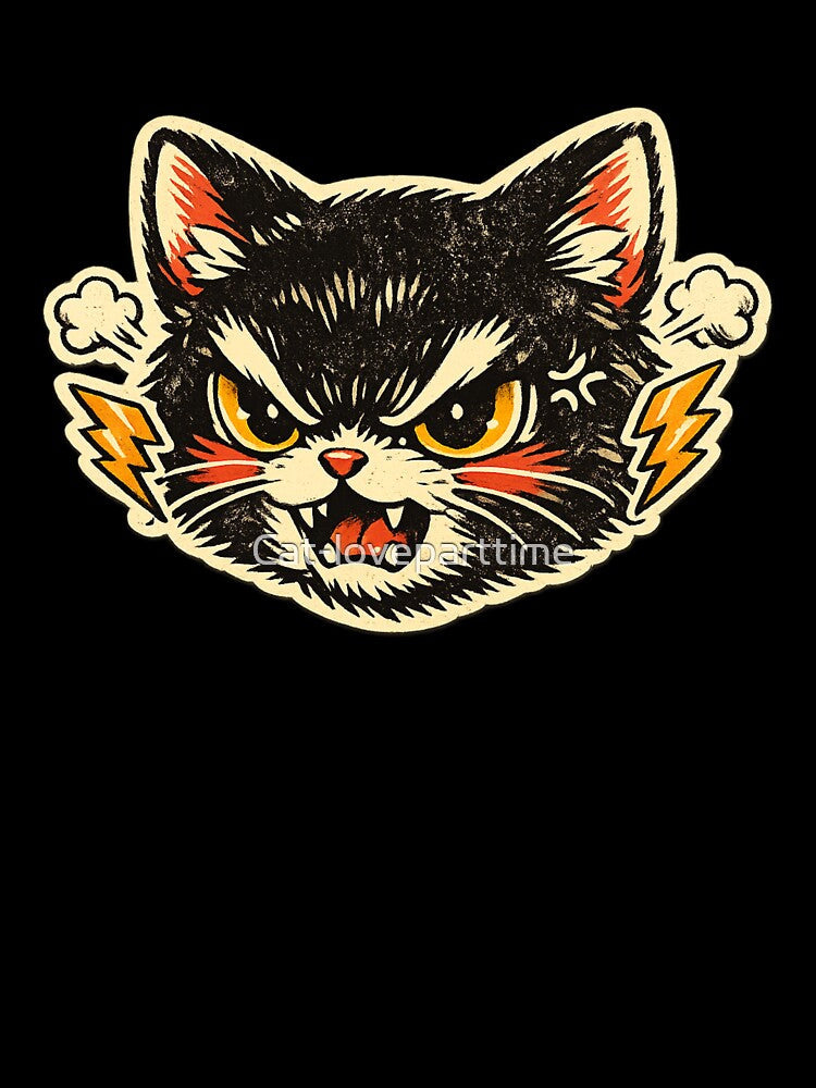 Angry Black Cat Sticker by Cat-loveparttime