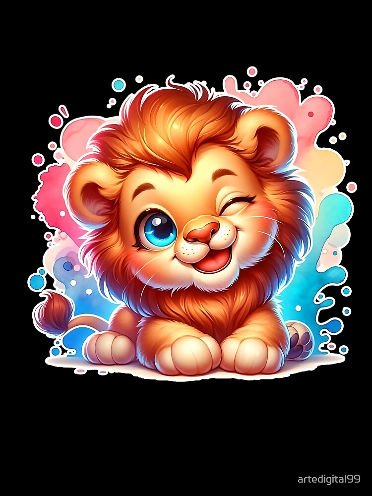 Peeking Lion – Adorable Lion Watercolor Illustration by artedigital99