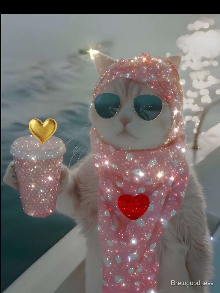 AESTHETIC   GLITTERY  CAT  PRINTED  PRODUCTS by Brewgoodness