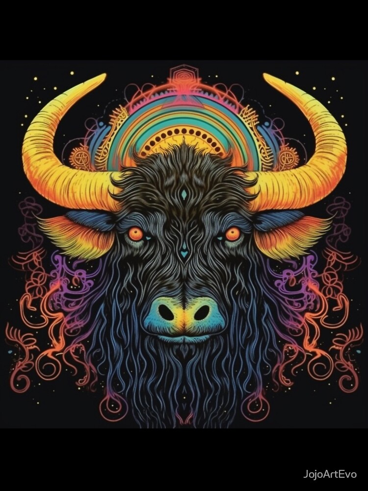 Majestic Bison Face  Wildlife Art by JojoArtEvo