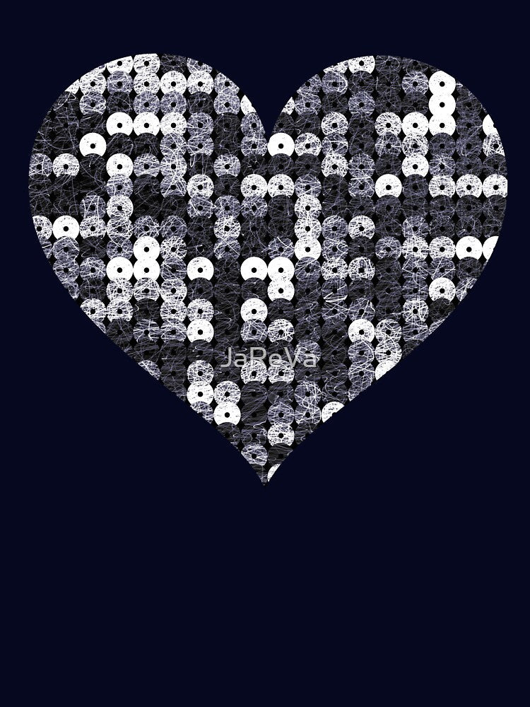 Printed image of Loving Silver Sequins Heart on grey background by JaReVa
