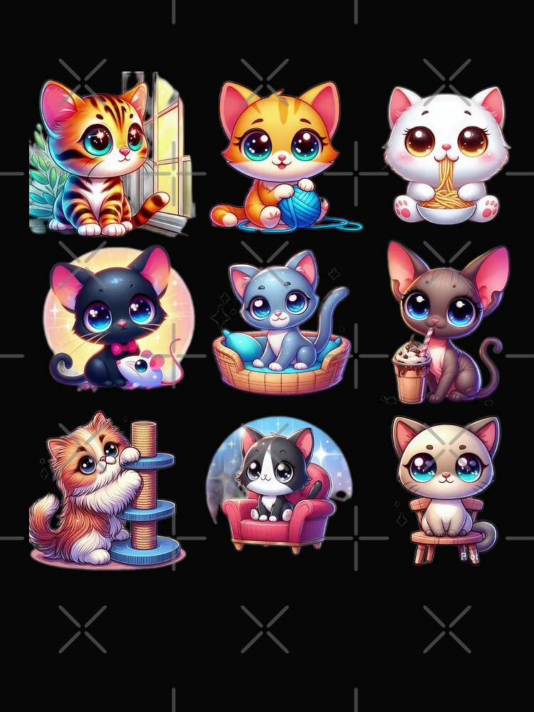 cute funny cat pattern funny  colorful  kawaii kitten,aesthetic cat art,funny cat,Cat Lover,cute cat,cat pattern by Expressions-Sel