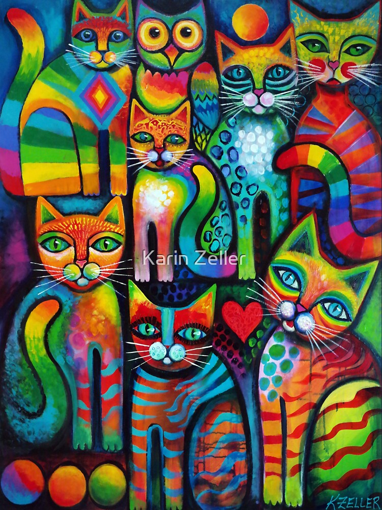 Owl and pussicats by Karin Zeller