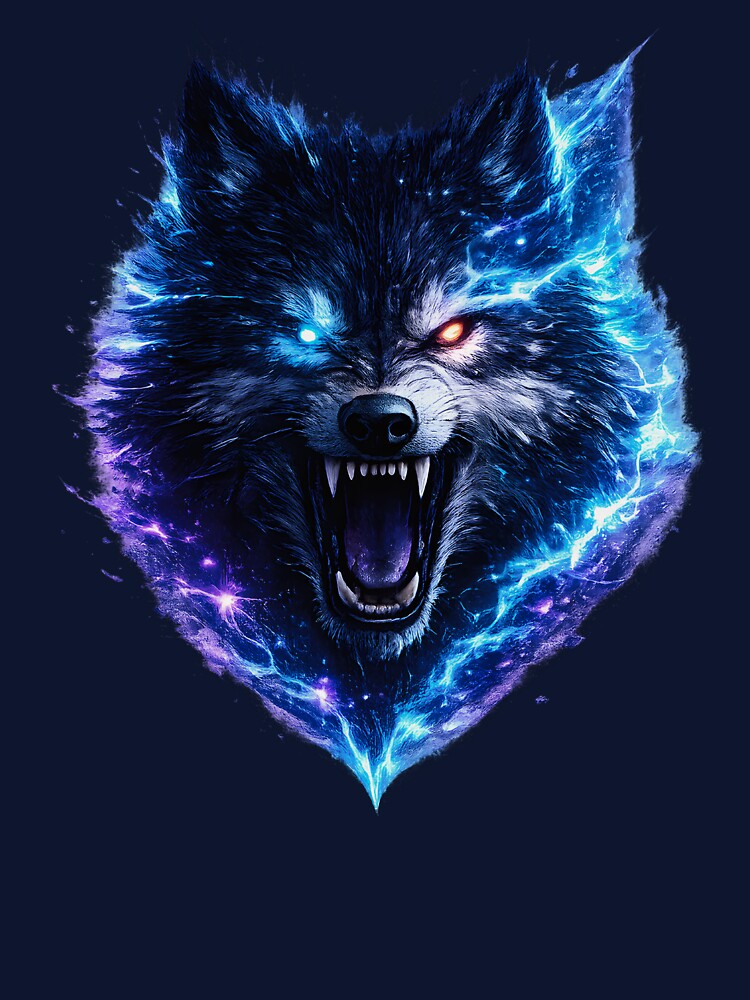 Cyber Neon Wolf Head – Alpha Lone Wolf Shirt Design by CreativeMindsetLab