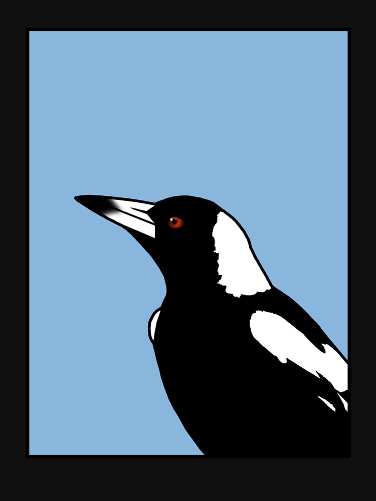 Australian Magpie CloseUp - Light Blue by Birds & Things