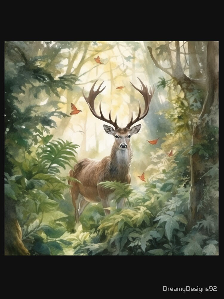 Majestic Serenity: Enchanting Deer Amidst Forest's Embrace by DreamyDesigns92