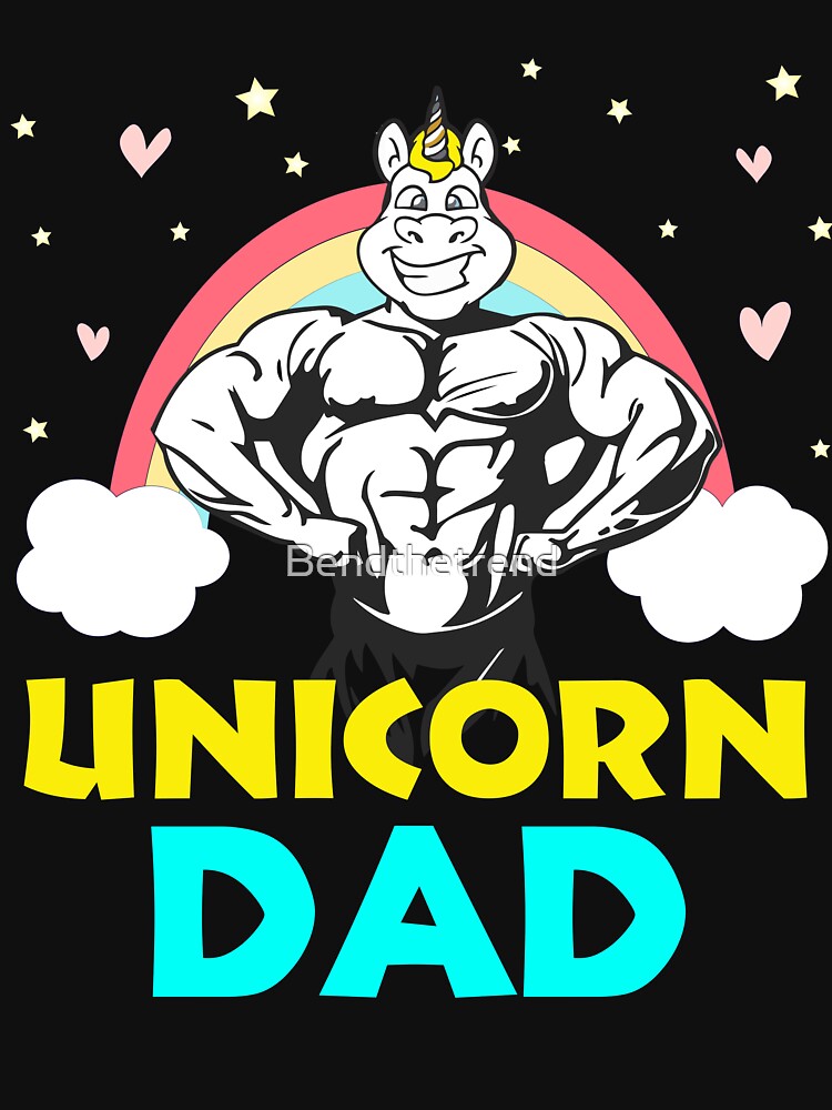 Unicorn Theme Colorful Dad Party Funny Novelty Gift Shirt by Bendthetrend