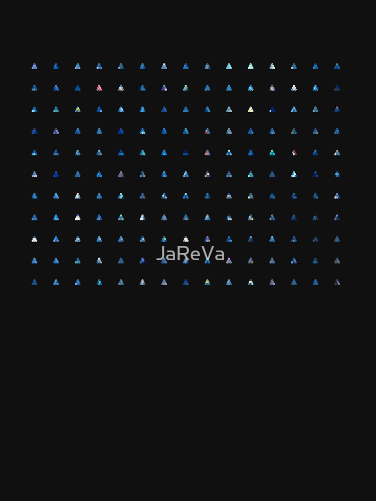 Printed image of blue sequins - pyramid shapes on black background by JaReVa