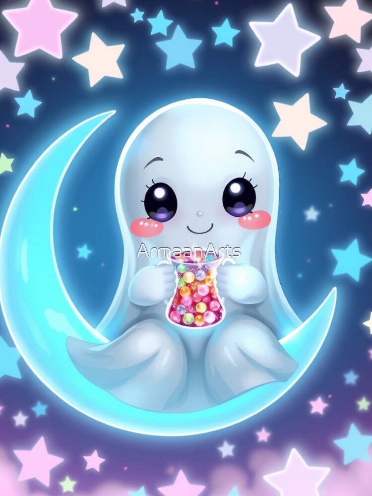 Dreamy Ghost with Candy Jar Under Stars by ArmaanArts