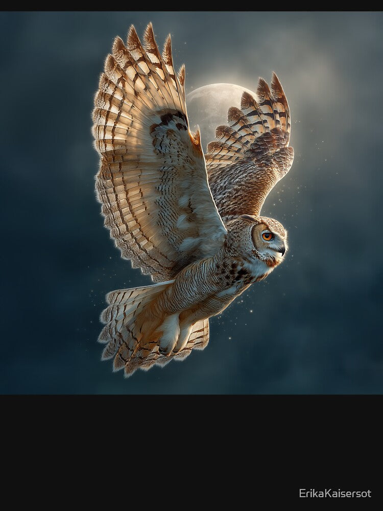 Moonlit Owl in Silent Flight by Erika Kaisersot