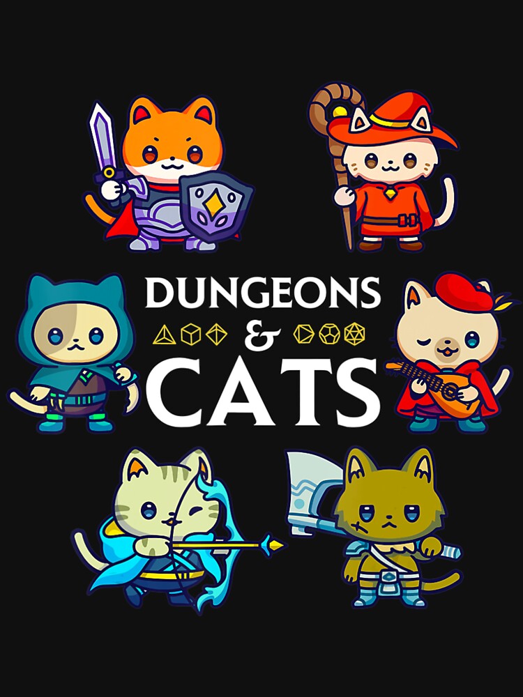 Dungeons And Cats Rpg D20 Dice Nerdy Fantasy Gamer Cat by rahamatoutafahd