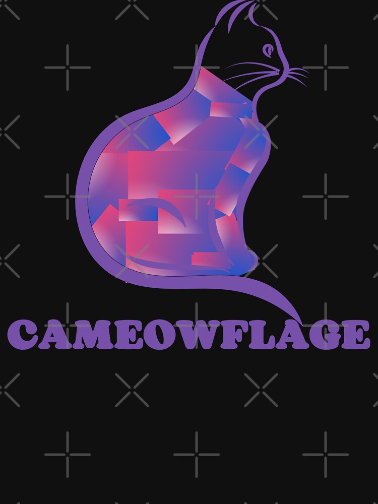 DARK PURPLE CAMEOWFLAGE Multicolored Collage Cat Silhouette - Funny Cat Pictures with Captions by FunnyCatsFam