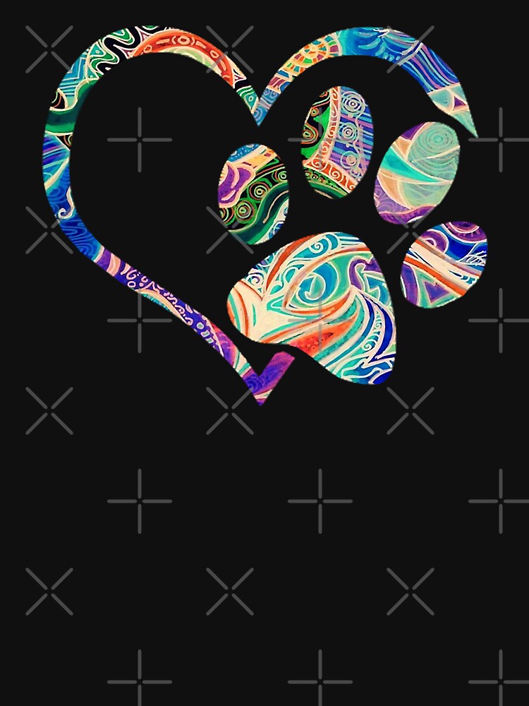 Animal Rescue Dog Paw Print Tie Dye Rainbow Dog Love by BernardMurray