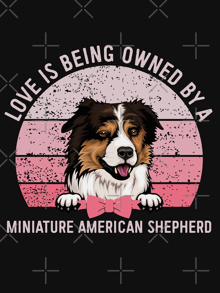 Miniature American Shepherd Dog Love Pink Vintage Sunset Valentine by Cuddlythopia