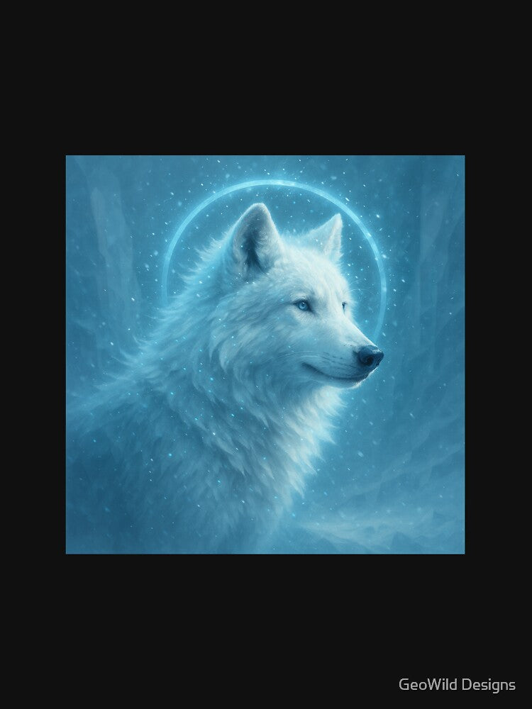 Arctic Wolf – Glacier Drift Halo Spirit Wildlife Art by GeoWild Designs