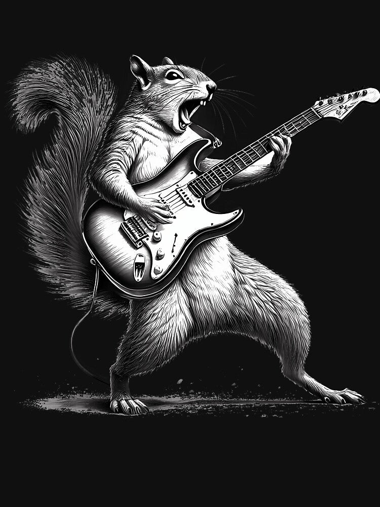 Squirrel Playing Guitar Rock Star Rock And Roll by JanetCarolyn