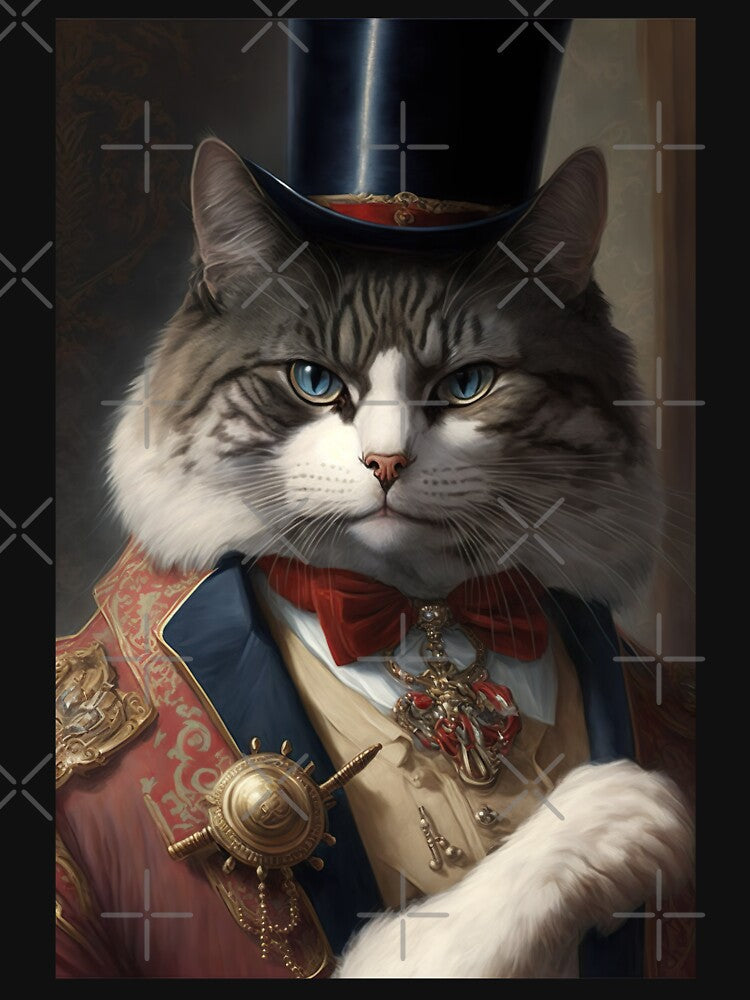 A Distinguished cat portrait wearing a top hat by KoolArtDistrict