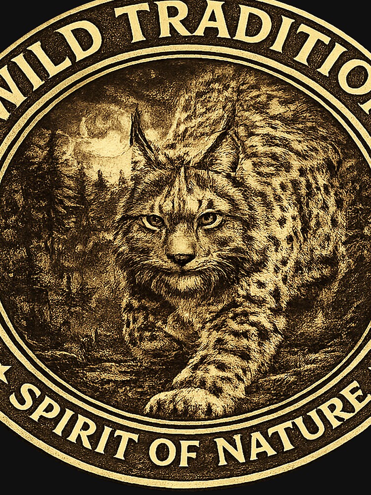 Lynx Vintage Wildlife Full Emblem Print - Spirit of Nature by WildTradition