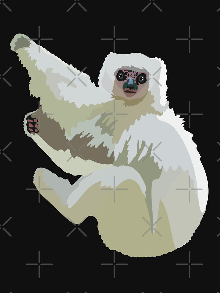 S is for Silky Sifaka,Silky Sifaka Illustration – Rare Madagascar Lemur Art for Wildlife Lovers by PrettylittlepastelUk