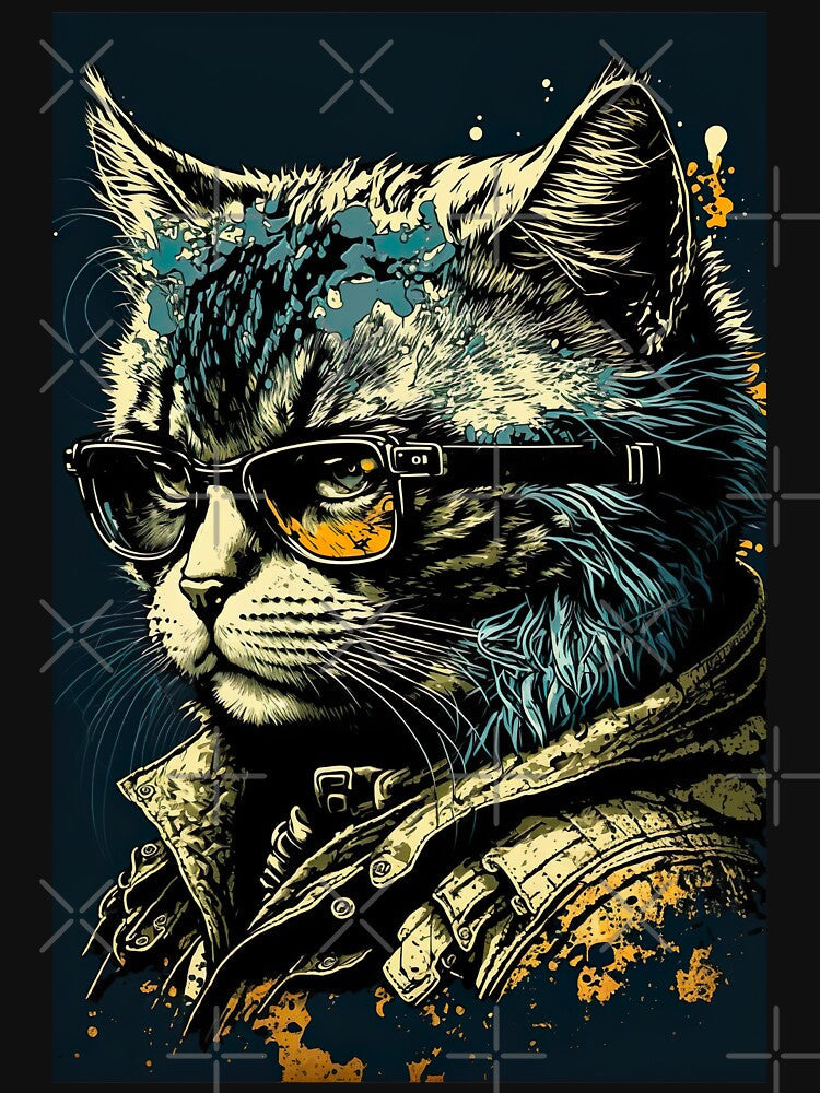 Cool cat portrait wearing a glasses by KoolArtDistrict