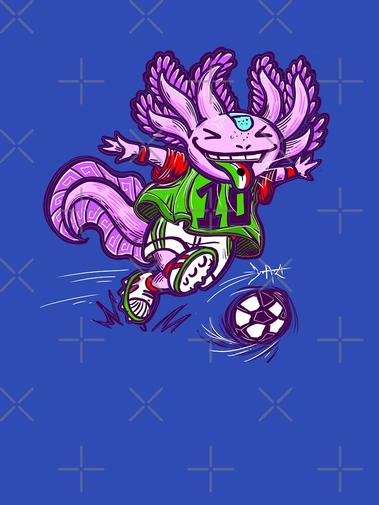 Soccer-playing axolotl color by UrielCalavera